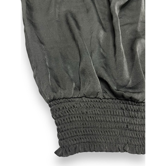 Heartloom Beatriz Top, Lace Short Sleeve, Elastic waist Satin Blouse | S, Black - Picture 7 of 14